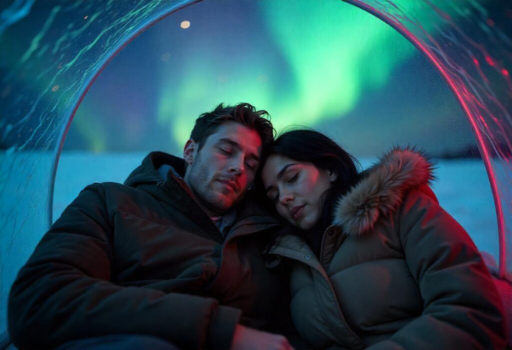 Couple peacefully enjoying the sleep tourism vacations