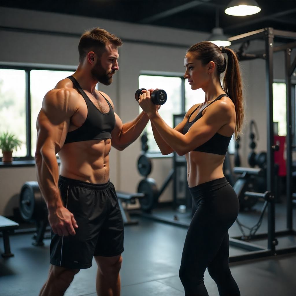 This image shows the couple doing real-life strength training.